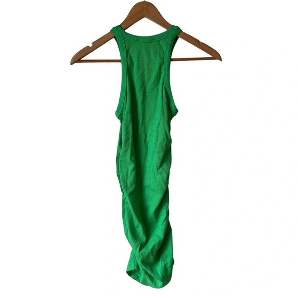 NWT F21 green rib knit  ruched side body‎ con dress - Picture 3 of 7